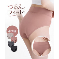つるんと薄くてストレッチ　お腹らくちん深ばき丈ショーツ４枚組