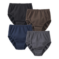 【綿と暮らす】オーガニックコットン１００％リブ　ゴムが取替できる・深ばき丈ショーツ４枚組