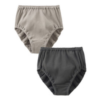 【綿と暮らす】オーガニックコットン１００％リブ　縫い目が肌にあたらなくてゴムが取替できる深ばき丈ショーツ２枚組