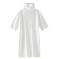 ウォームコアコットン　綿１００％　ロング丈タートルネック５分袖インナー（吸湿発熱・UVカット）