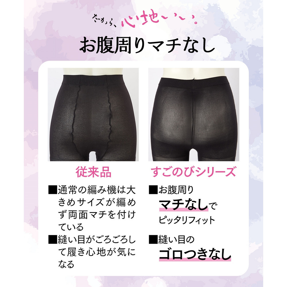 タイツが苦手な方にすごのび毛玉ができにくい深ばき丈80デニールレギンス7