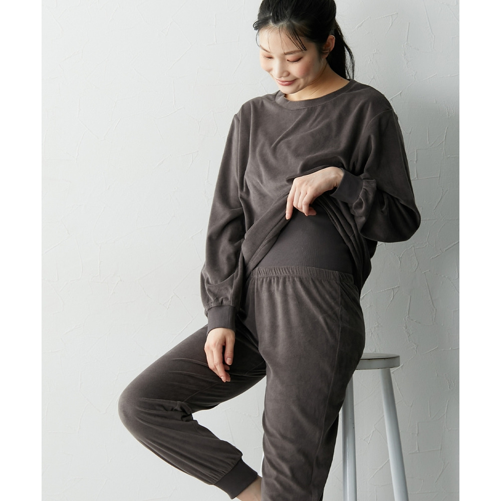 ベロアニット腹巻付きルームウェア上下セット12