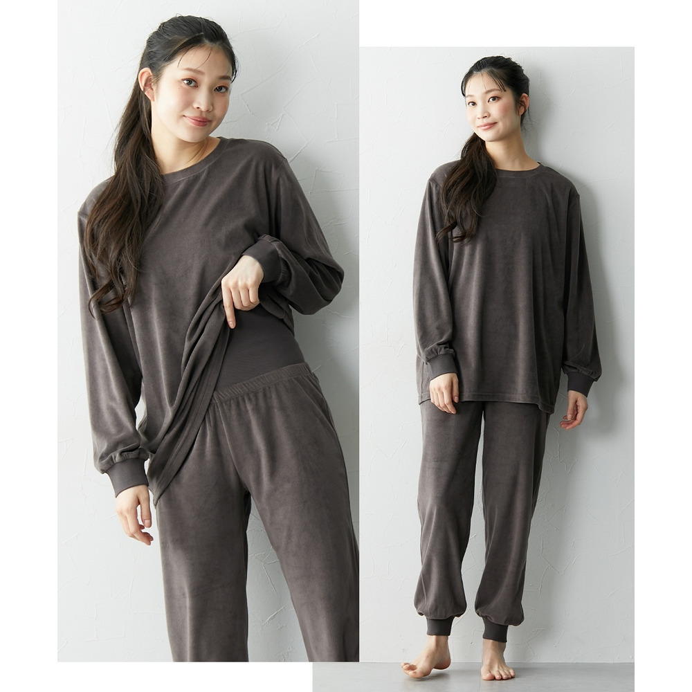 ベロアニット腹巻付きルームウェア上下セット13