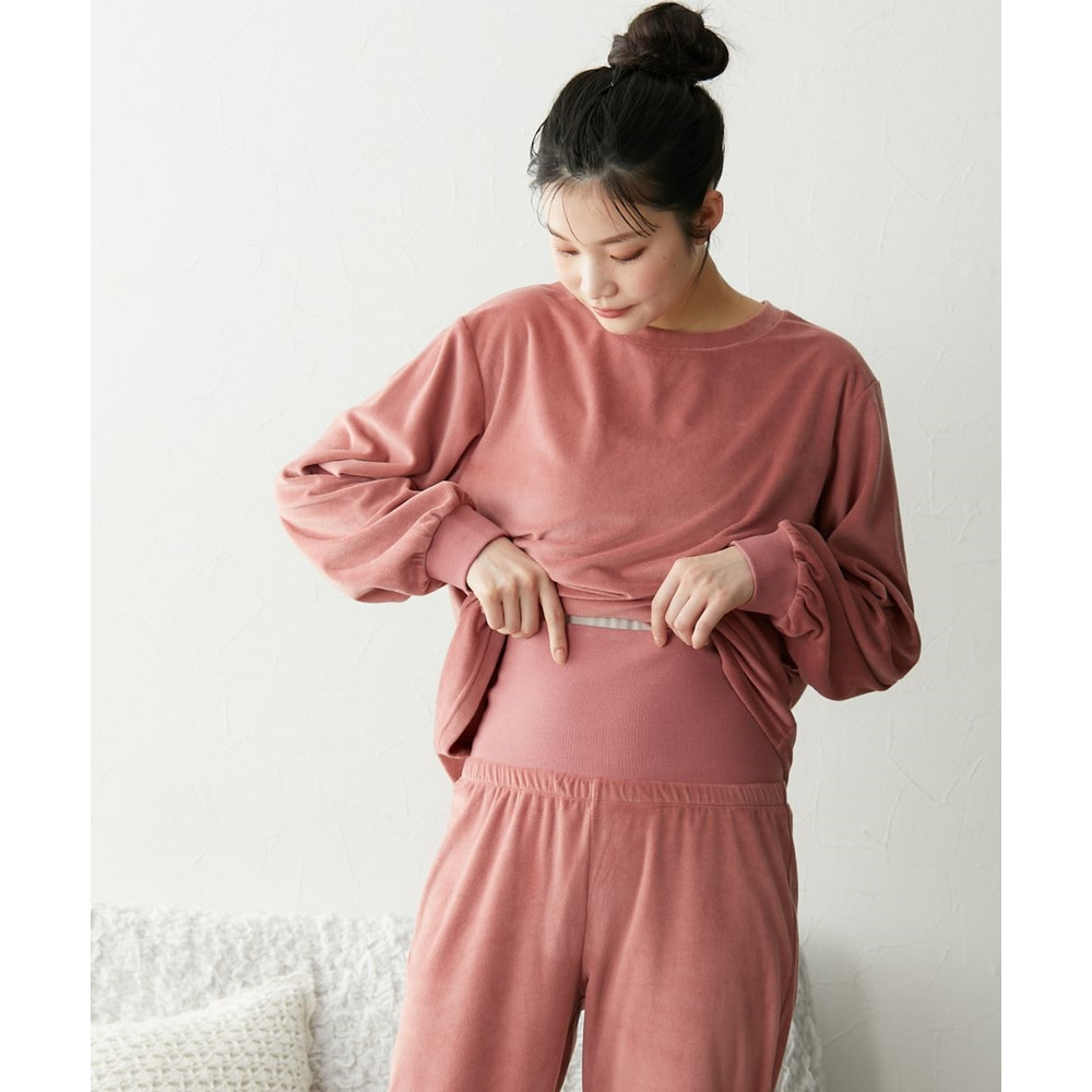 ベロアニット腹巻付きルームウェア上下セット9