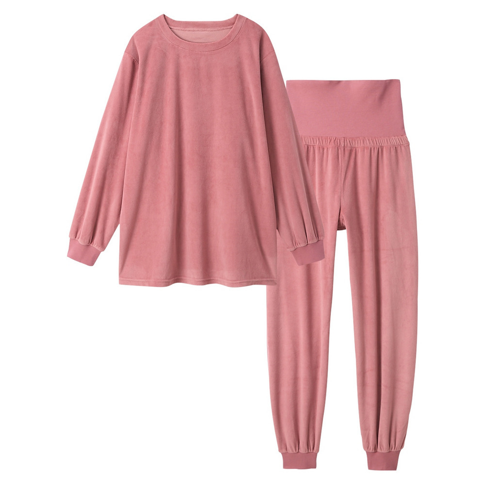 ベロアニット腹巻付きルームウェア上下セット1