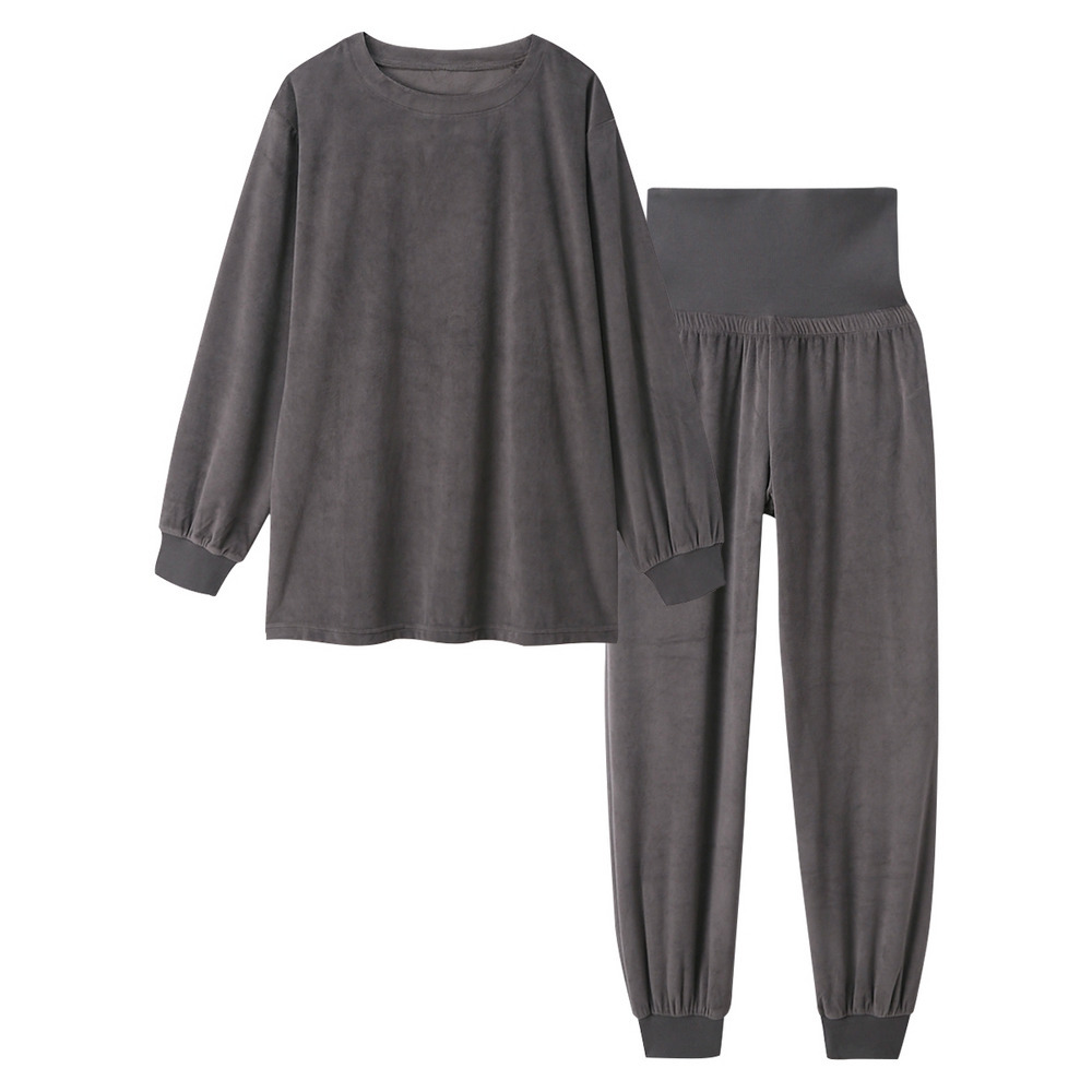 ベロアニット腹巻付きルームウェア上下セット1