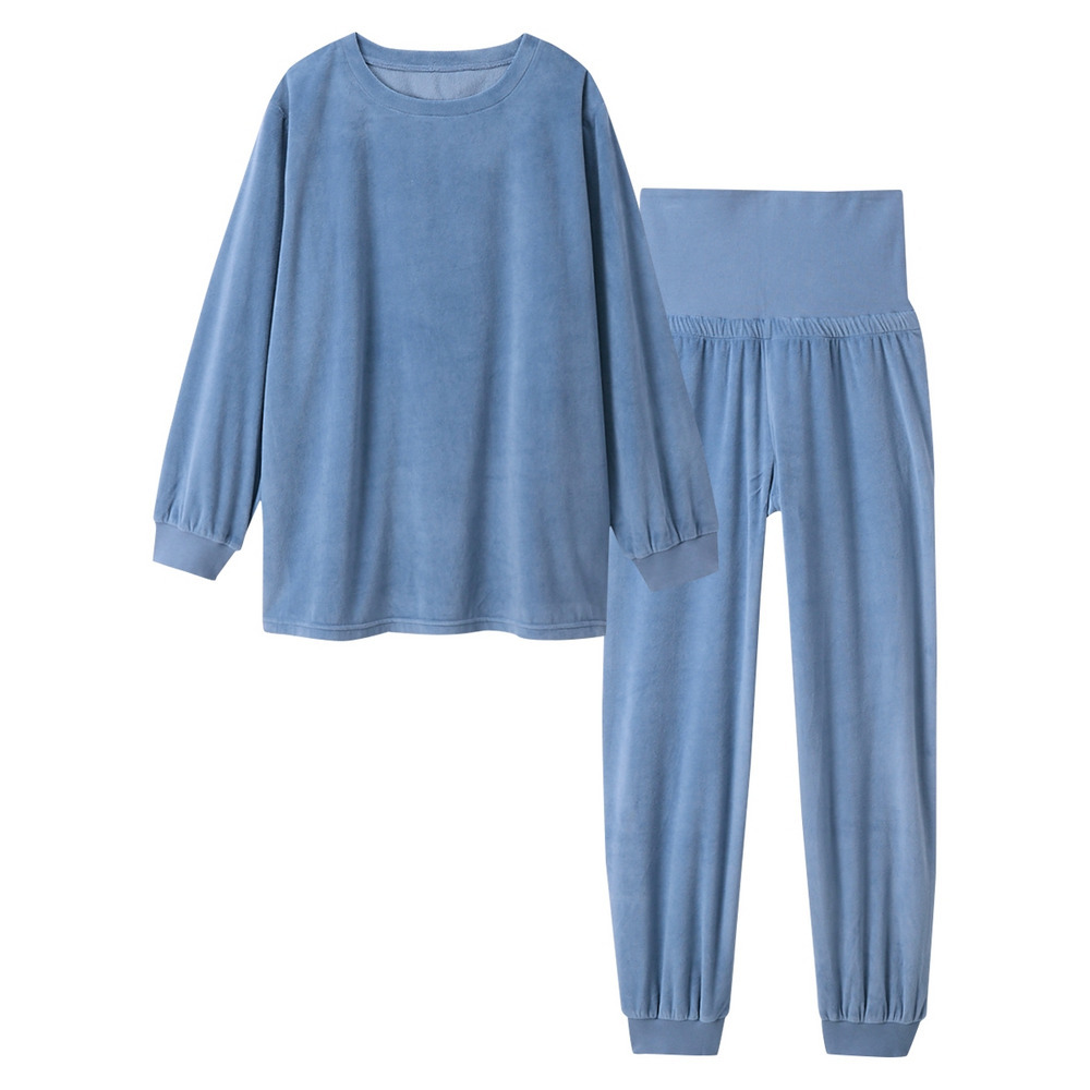 ベロアニット腹巻付きルームウェア上下セット1