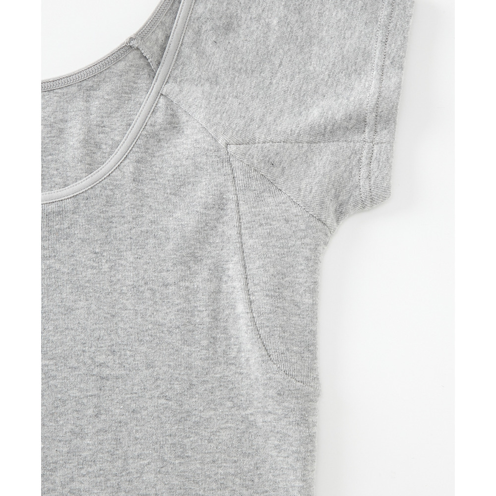 綿100%汗取りパッド付丈長めフレンチ袖インナー2枚組22