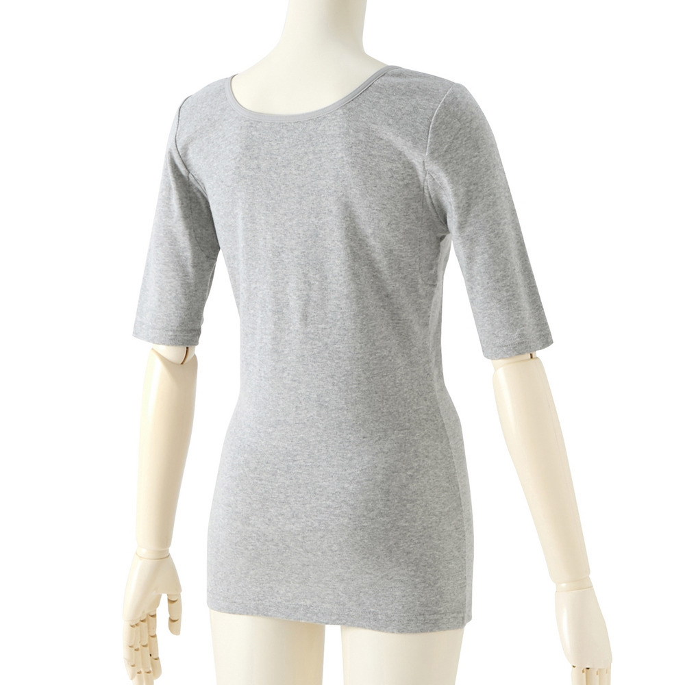 綿100%汗取りパッド付丈長め5分袖インナー2枚組17