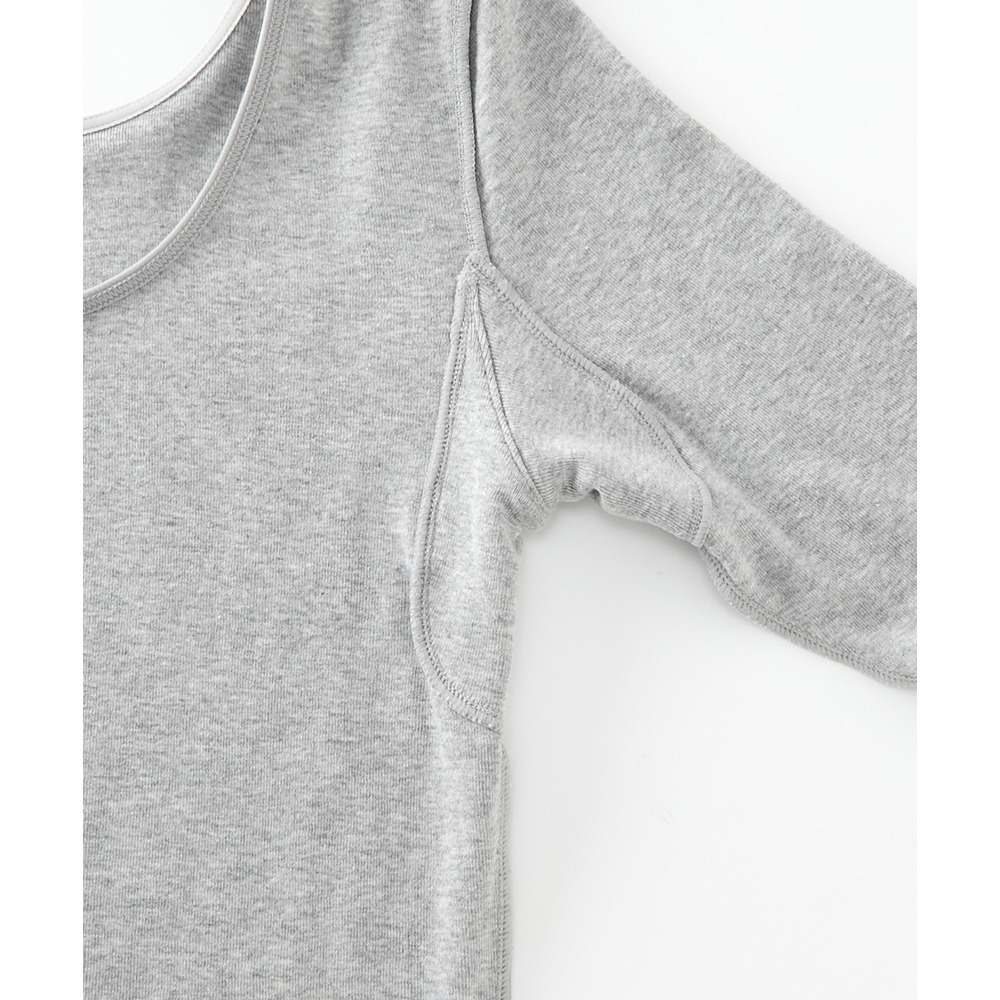 綿100%汗取りパッド付丈長め5分袖インナー2枚組23