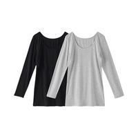 綿１００％汗取りパッド付丈長め長袖インナー２枚組