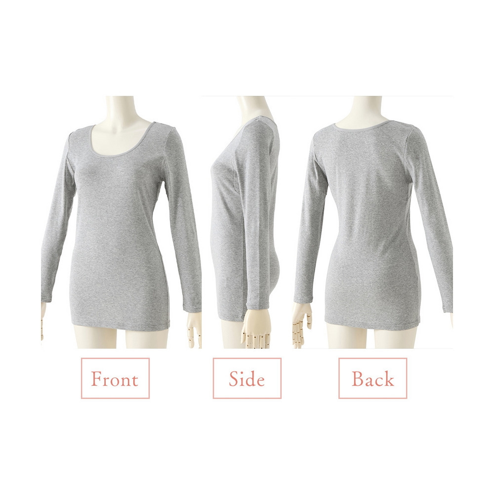 綿100%汗取りパッド付丈長め長袖インナー2枚組13