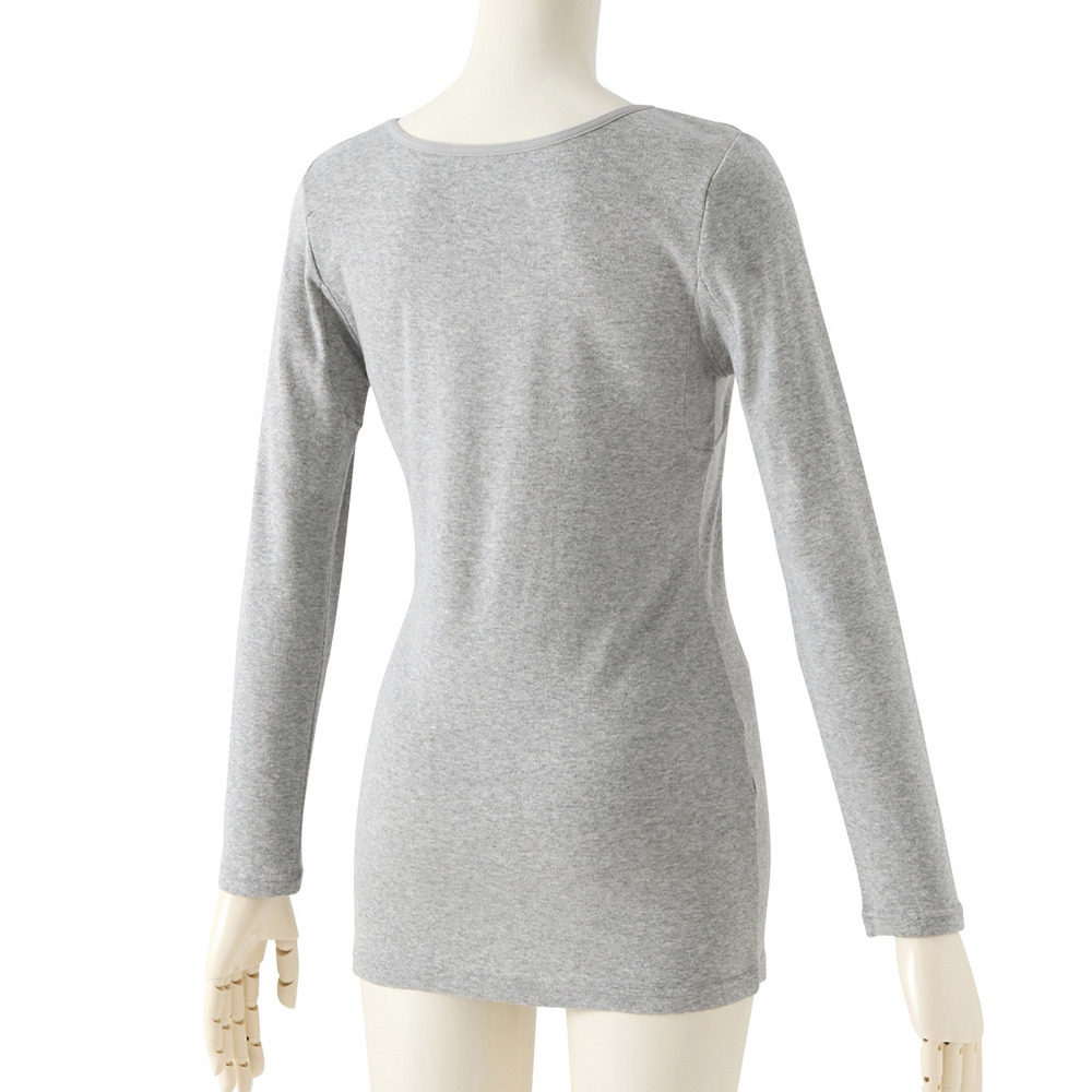 綿100%汗取りパッド付丈長め長袖インナー2枚組17