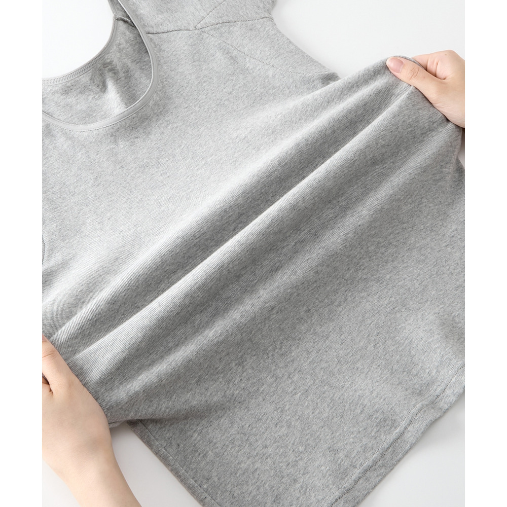 綿100%汗取りパッド付丈長め長袖インナー2枚組21