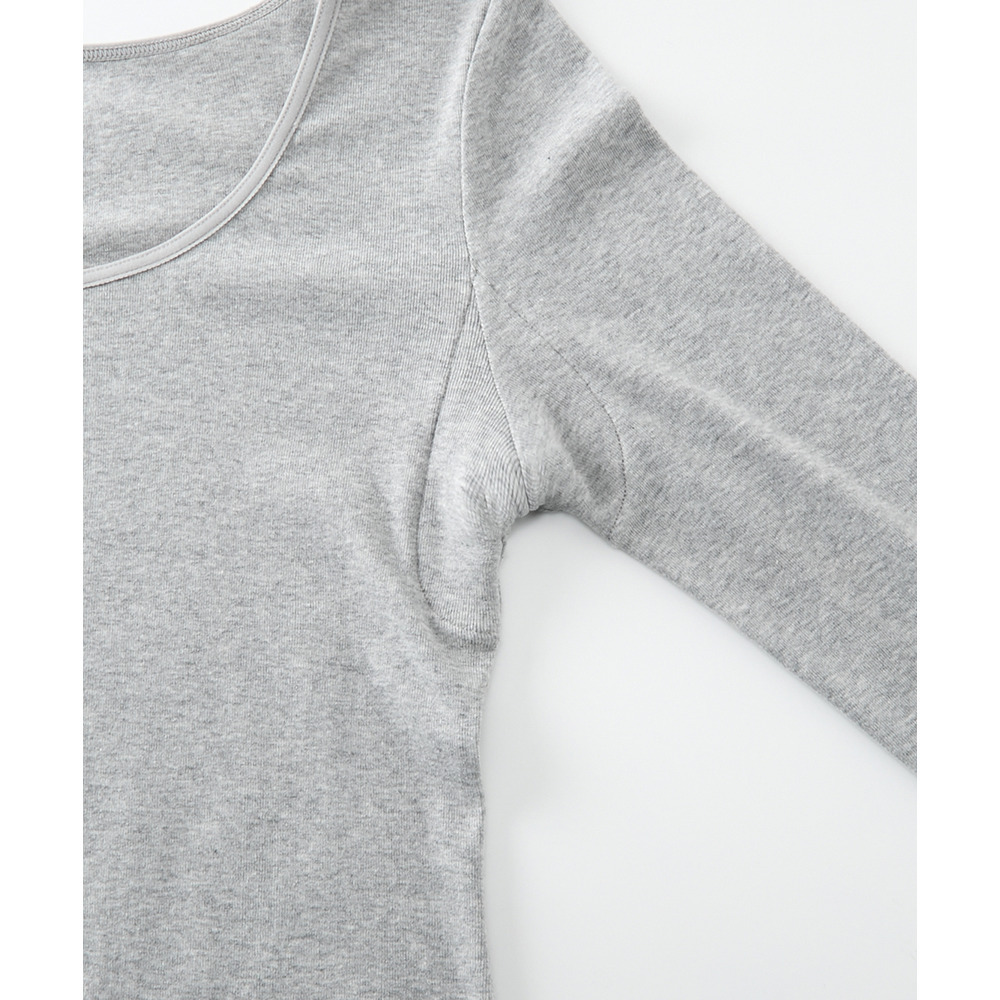 綿100%汗取りパッド付丈長め長袖インナー2枚組22