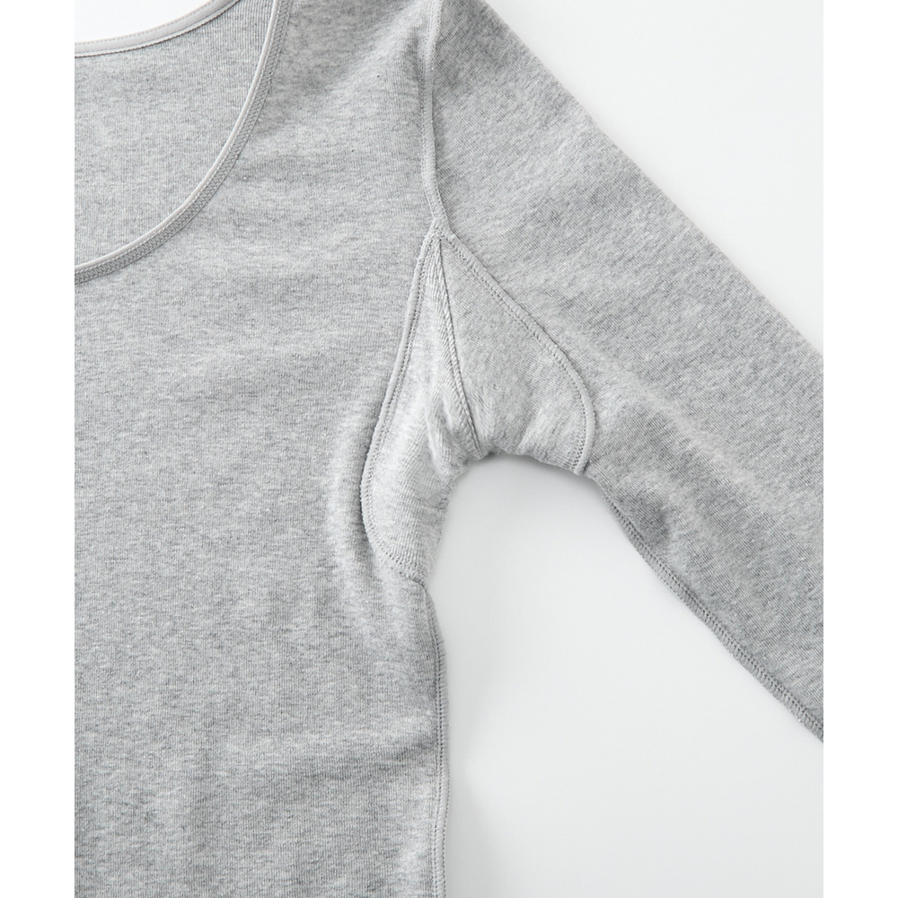 綿100%汗取りパッド付丈長め長袖インナー2枚組23