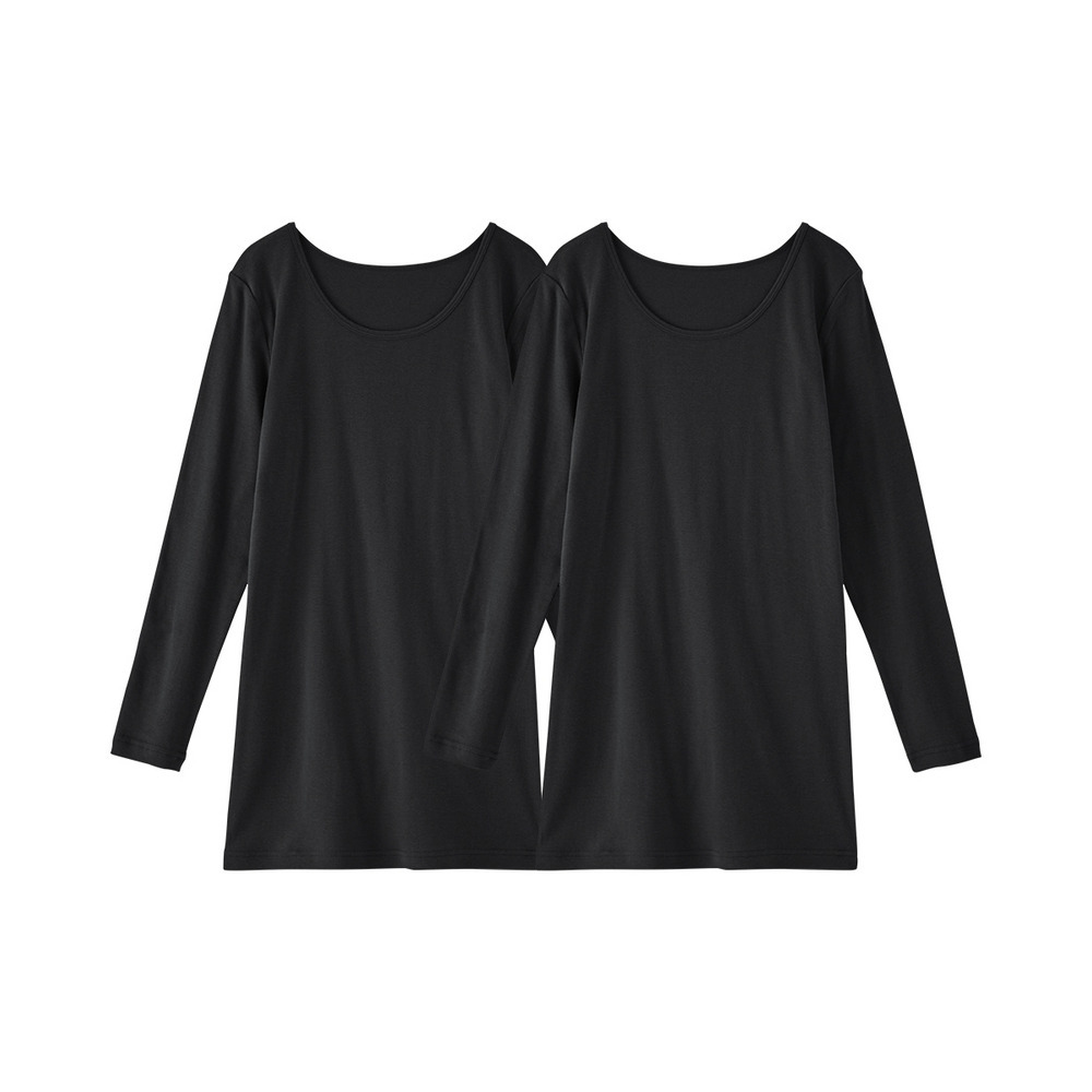 綿100%ロング丈長袖インナー2枚組1