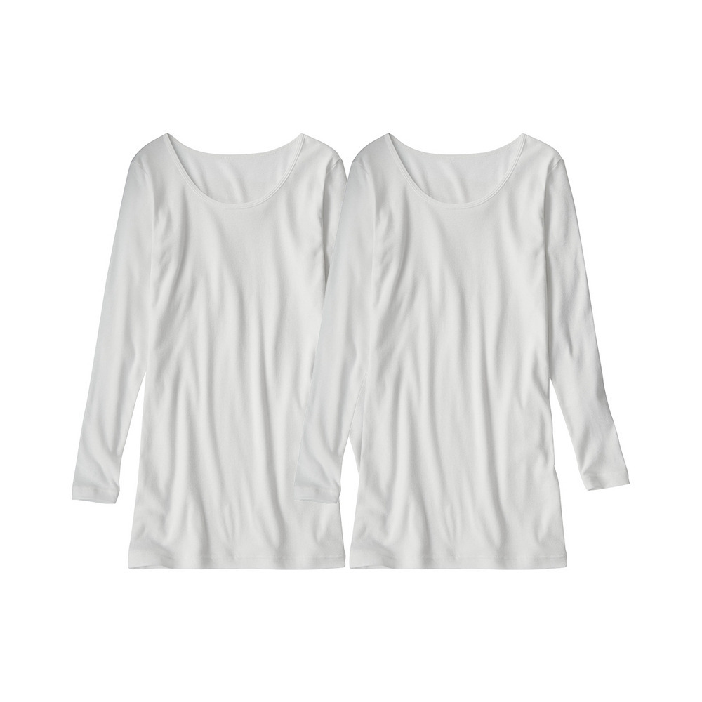 綿100%ロング丈長袖インナー2枚組1