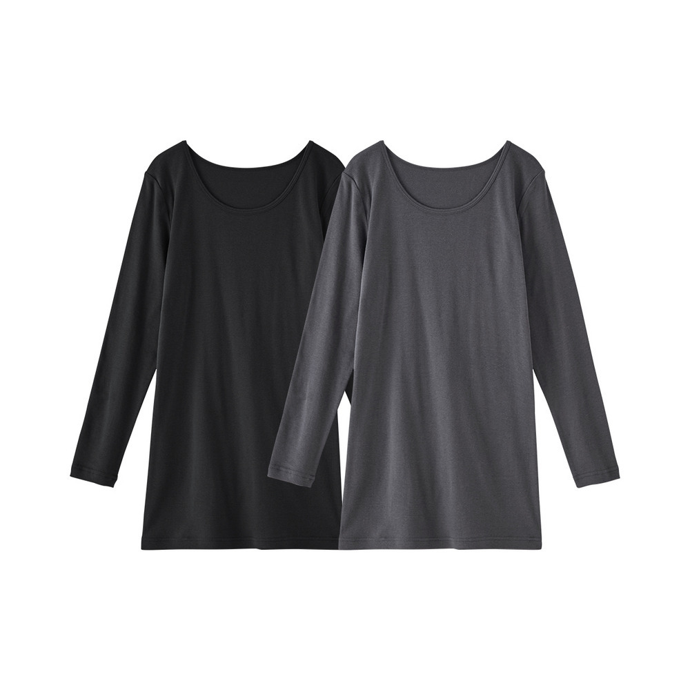 綿100%ロング丈長袖インナー2枚組1