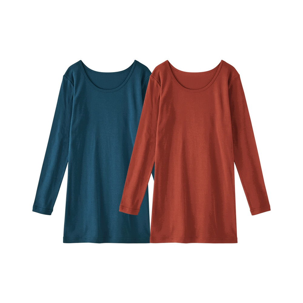 綿100%ロング丈長袖インナー2枚組1