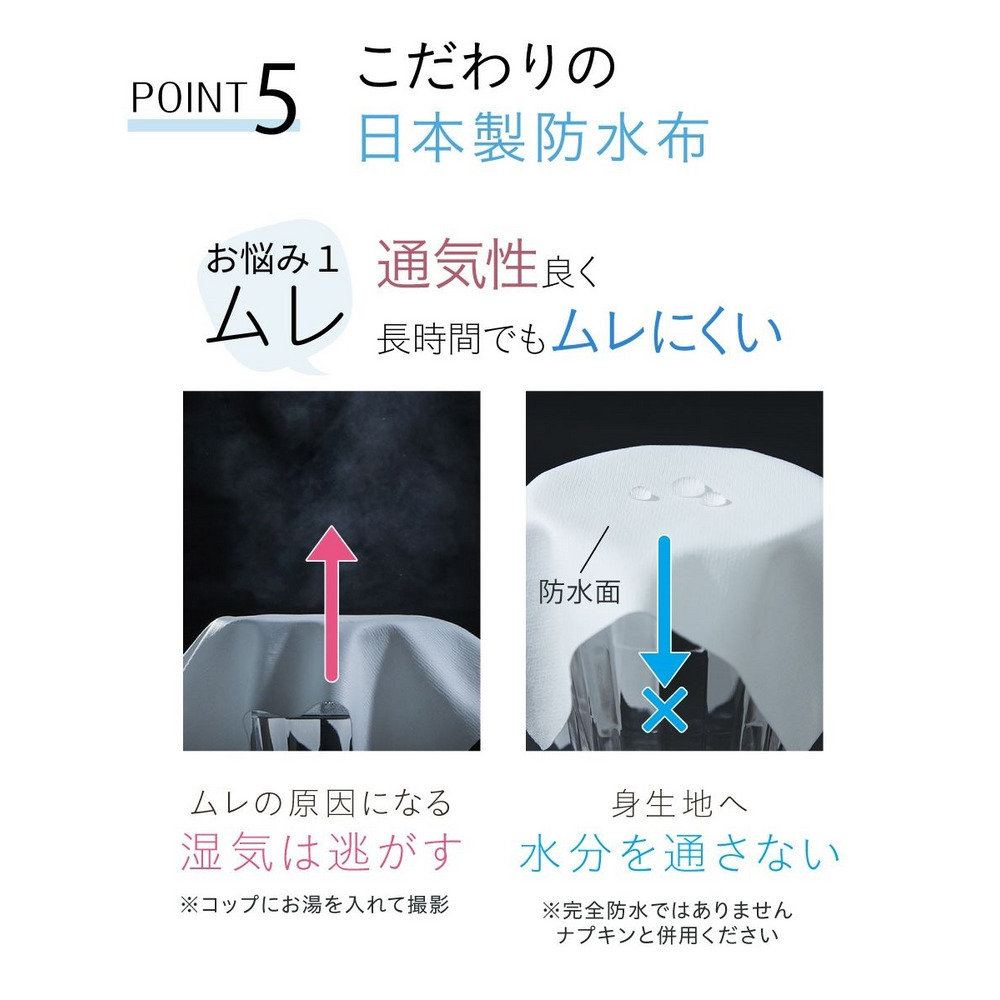 綿好きさんのお腹・脚口らくちん深ばき丈サニタリーショーツ夜用2枚組(羽付ナプキン対応)10