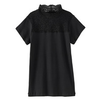 綿１００％レースハイネックフレンチ袖インナー