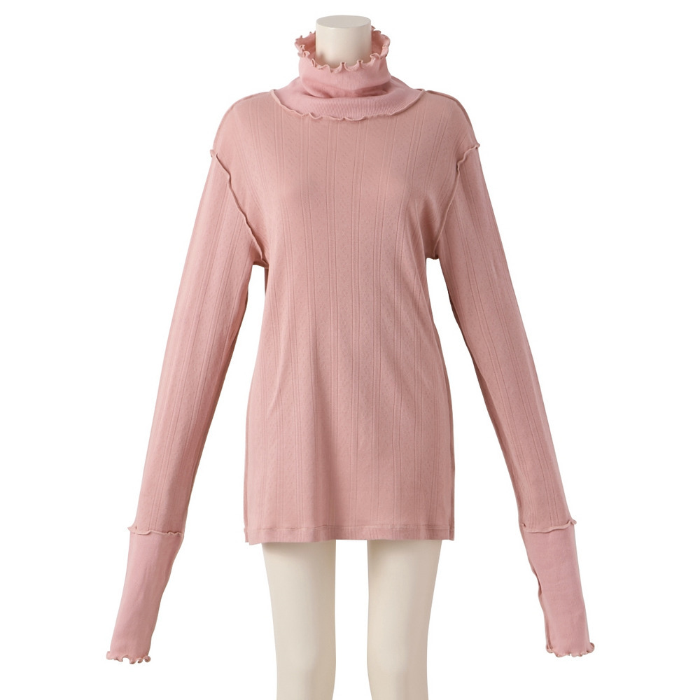 綿100%パジャマインナー 首・手首あったか12分袖ハイネック15