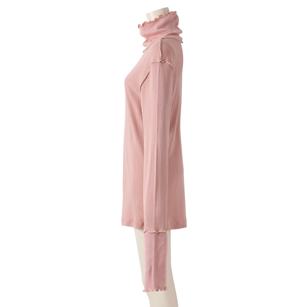 綿100%パジャマインナー 首・手首あったか12分袖ハイネック16