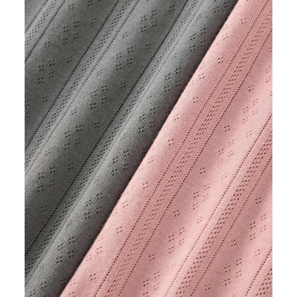 綿100%パジャマインナー 首・手首あったか12分袖ハイネック18