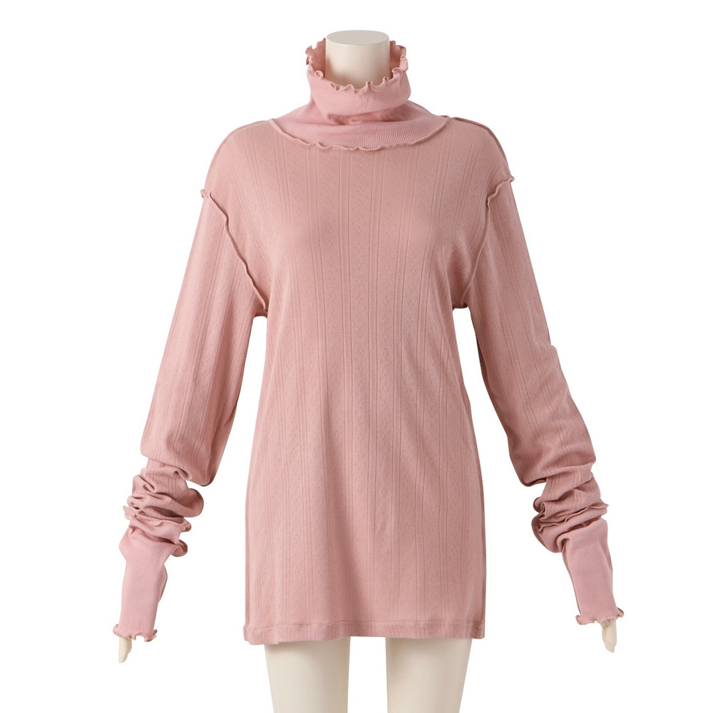 綿100%パジャマインナー 首・手首あったか12分袖ハイネック23