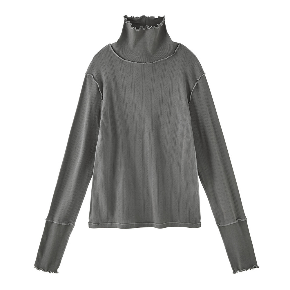 綿100%パジャマインナー 首・手首あったか12分袖ハイネック1