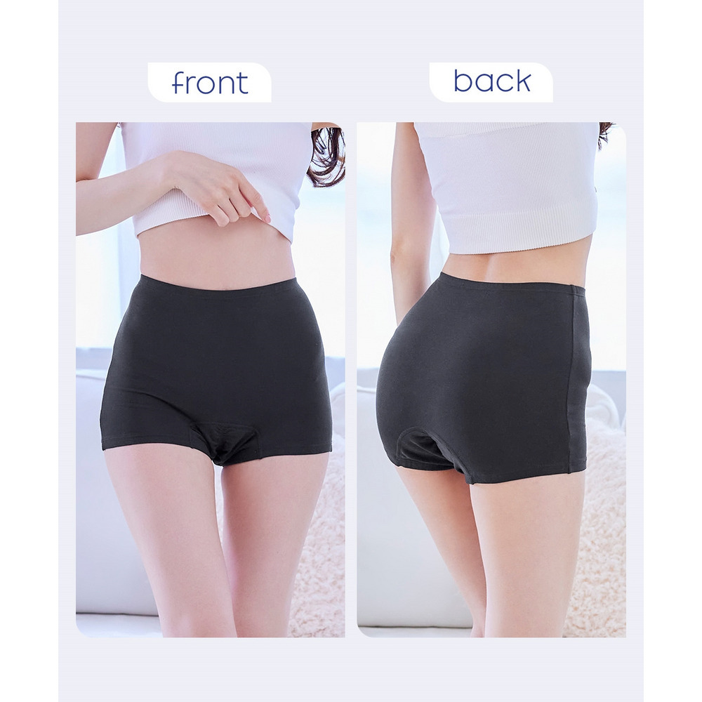 綿混ストレッチ 横モレ防止深ばき丈ボクサーサニタリーショーツ2枚組(日本製防水布 羽付ナプキン対応・抗菌防臭加工)13