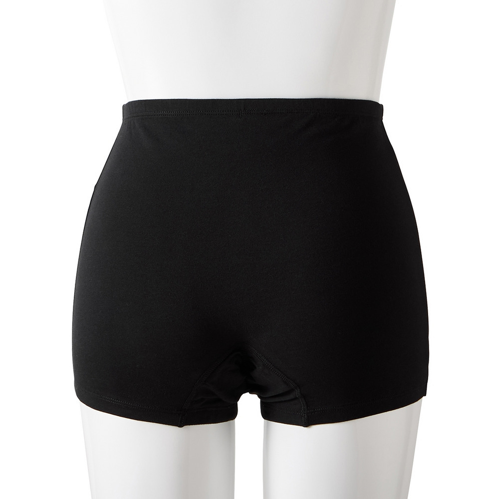 綿混ストレッチ 横モレ防止深ばき丈ボクサーサニタリーショーツ2枚組(日本製防水布 羽付ナプキン対応・抗菌防臭加工)15