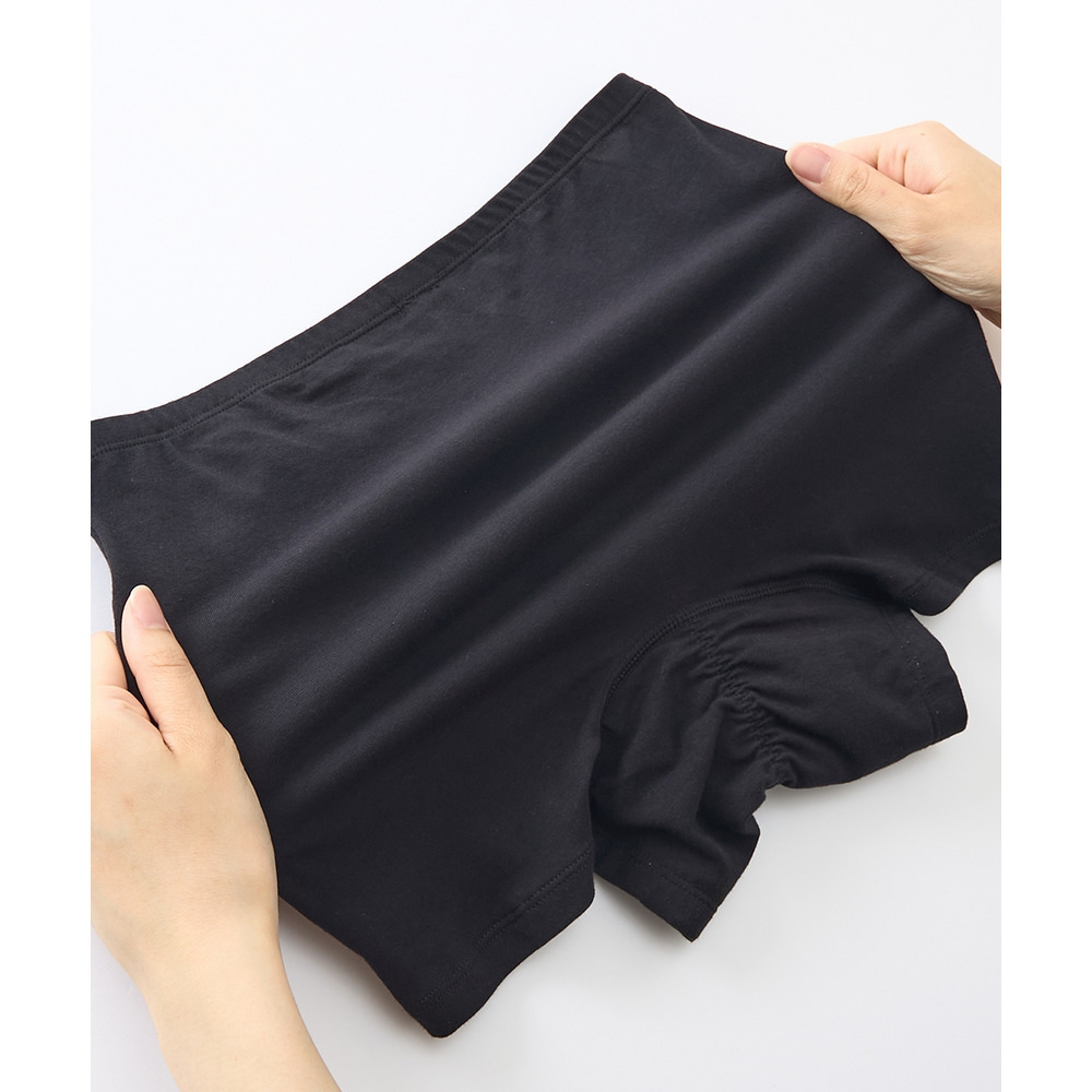 綿混ストレッチ 横モレ防止深ばき丈ボクサーサニタリーショーツ2枚組(日本製防水布 羽付ナプキン対応・抗菌防臭加工)17