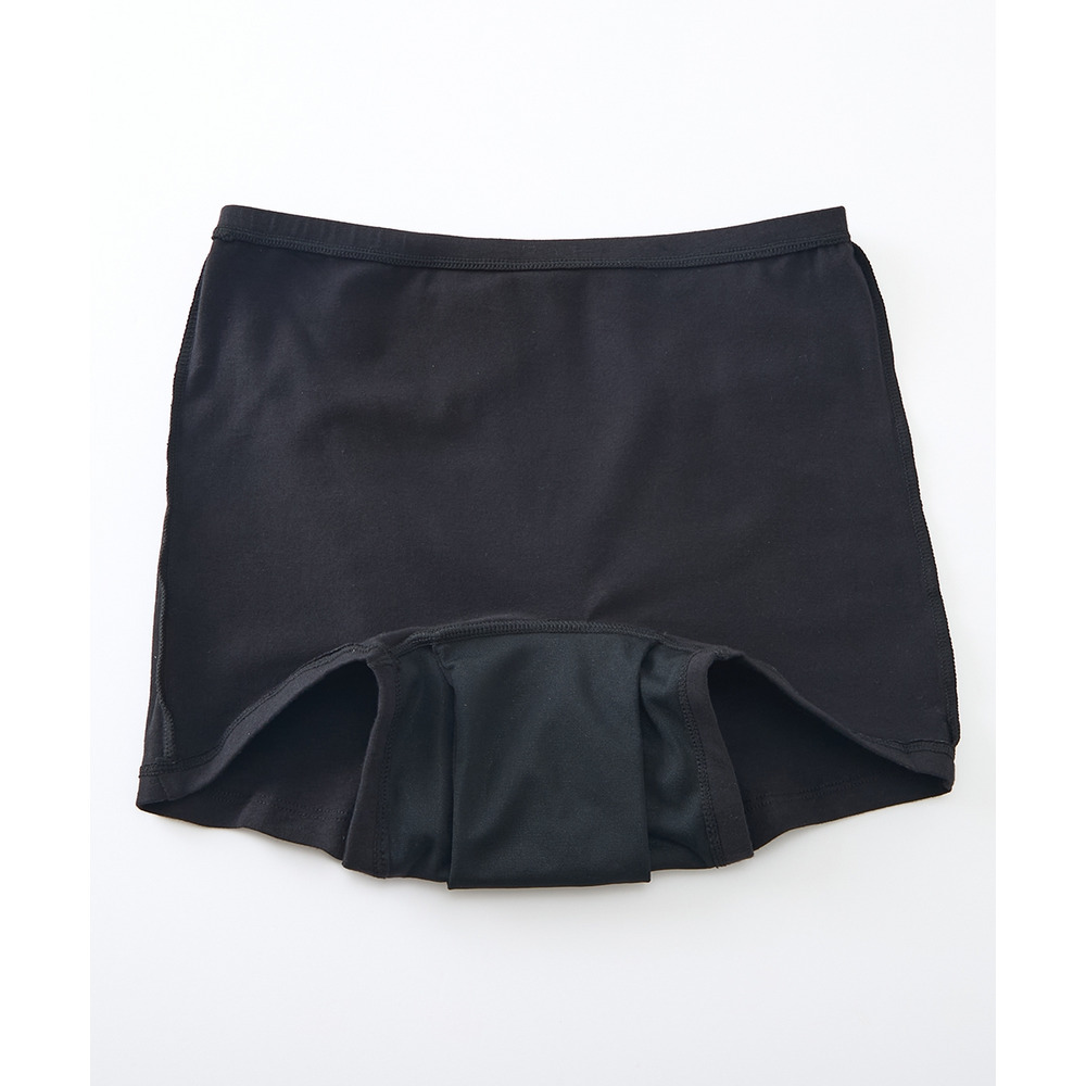 綿混ストレッチ 横モレ防止深ばき丈ボクサーサニタリーショーツ2枚組(日本製防水布 羽付ナプキン対応・抗菌防臭加工)20