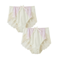 深ばき丈バックレースコーディネートショーツ２枚組(編みレースタイプ）