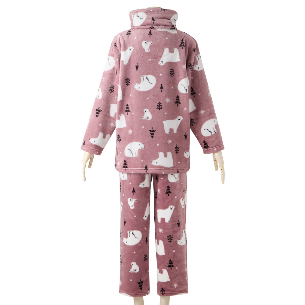 ふわもこプレミアム シロクマ柄ハイネック前開きパジャマ15
