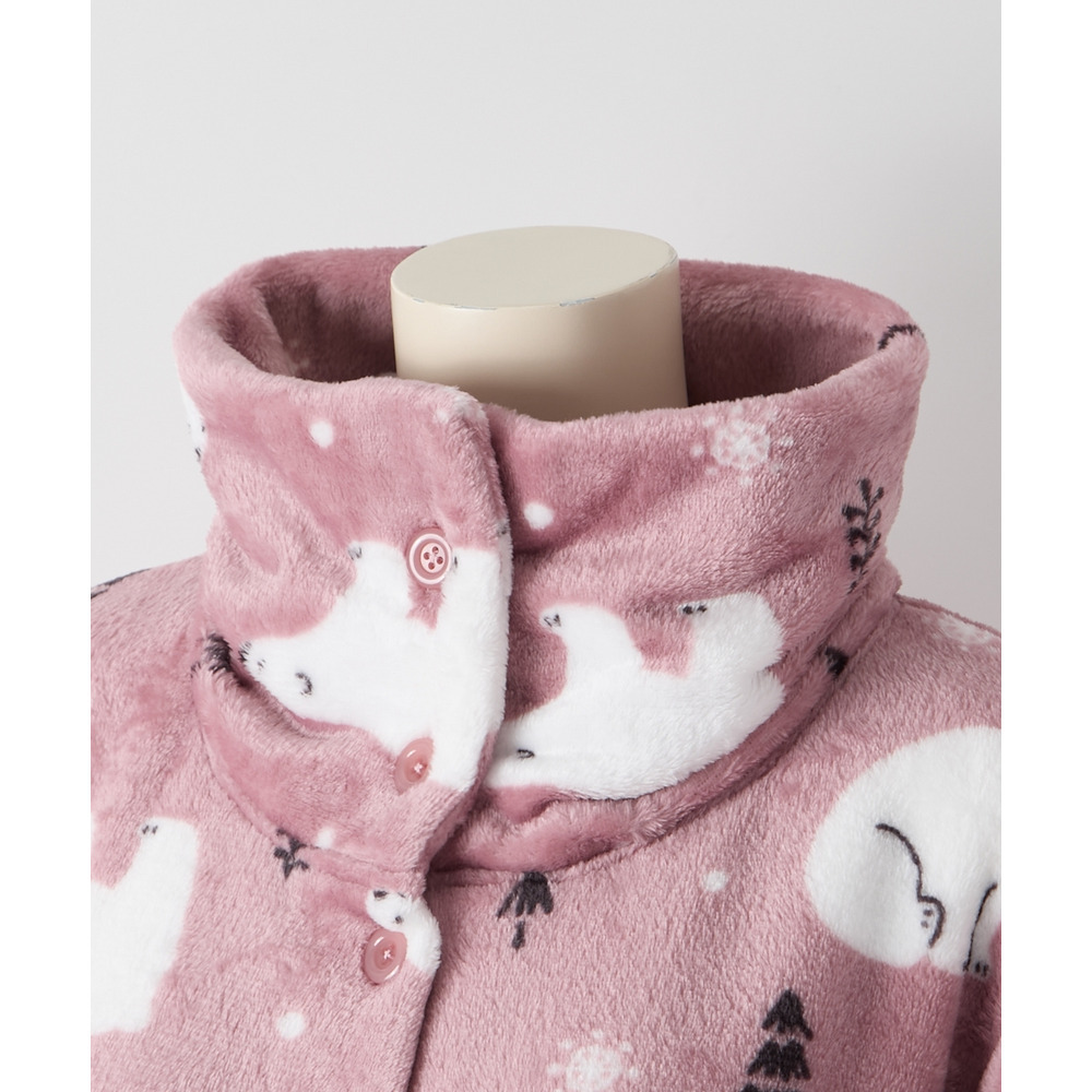 ふわもこプレミアム シロクマ柄ハイネック前開きパジャマ22