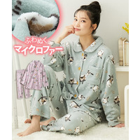 ふわもこ　シマエナガ柄前開きパジャマ