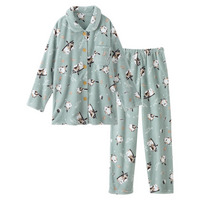 ふわもこ　シマエナガ柄前開きパジャマ