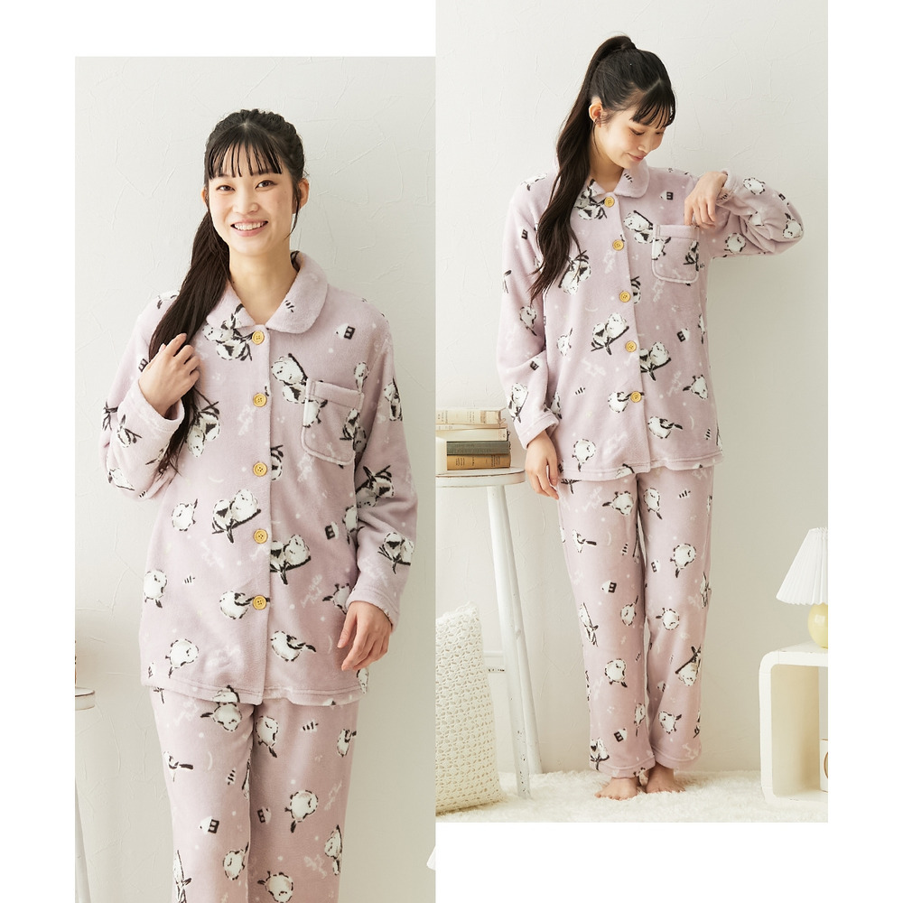 ふわもこ シマエナガ柄前開きパジャマ11