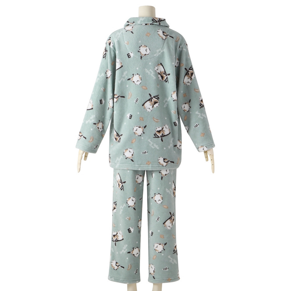 ふわもこ シマエナガ柄前開きパジャマ15