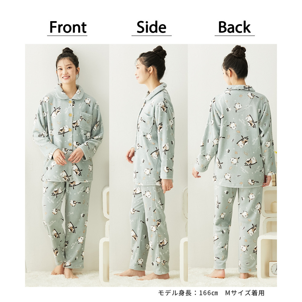 ふわもこ シマエナガ柄前開きパジャマ5