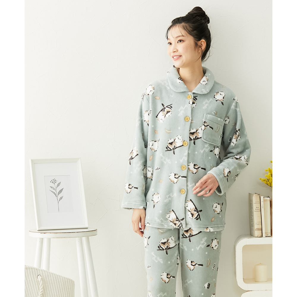 ふわもこ シマエナガ柄前開きパジャマ7