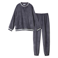 ふわぬくプレミアムフランネルシンプルルームウェア上下セット