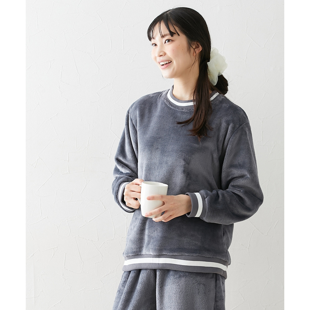 ふわぬくプレミアムフランネルシンプルルームウェア上下セット11