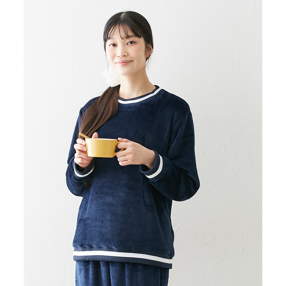 ふわぬくプレミアムフランネルシンプルルームウェア上下セット14