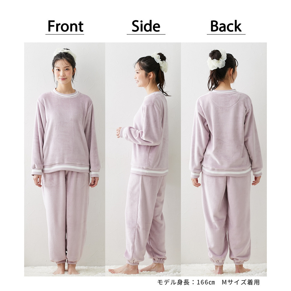 ふわぬくプレミアムフランネルシンプルルームウェア上下セット4