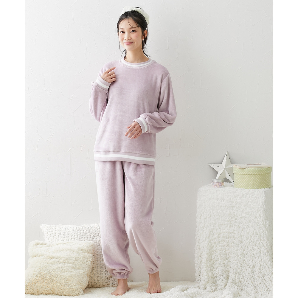 ふわぬくプレミアムフランネルシンプルルームウェア上下セット6
