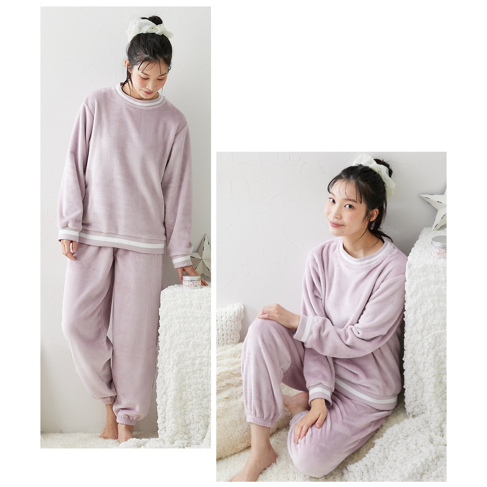 ふわぬくプレミアムフランネルシンプルルームウェア上下セット7